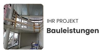 Innenausbau einer Baustelle mit Gerüst und Baugerät